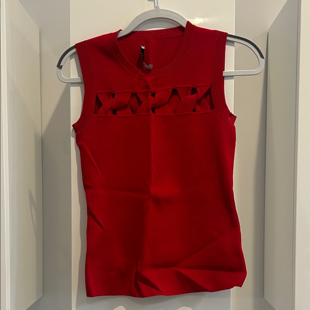 Bailey 44 Vibrant Red Cut-Out Tank Top